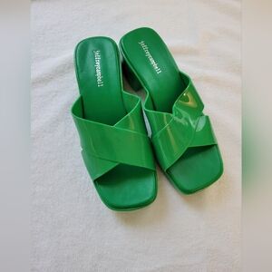 Jeffrey Campbell Jelly Green Slip On Sandals 8